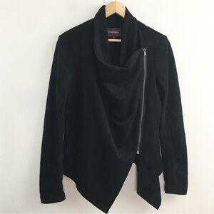 Vigoss | Black Faux Suede Drape Front Jacket